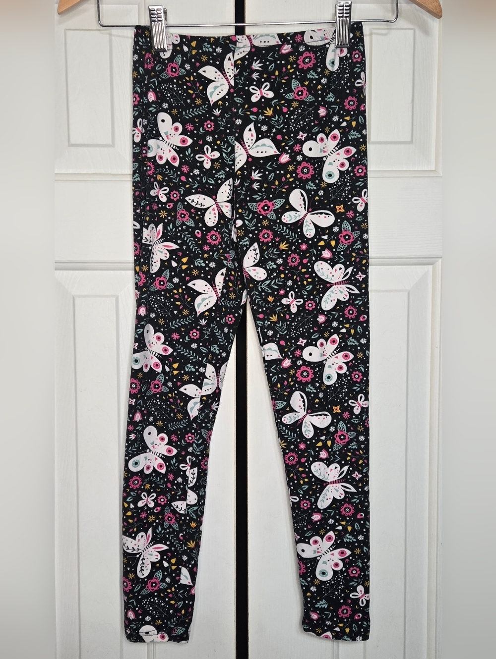 Bobbie Brooks For Girls Butterfly & Floral Print Leggings Multi-Color  L (10/12)